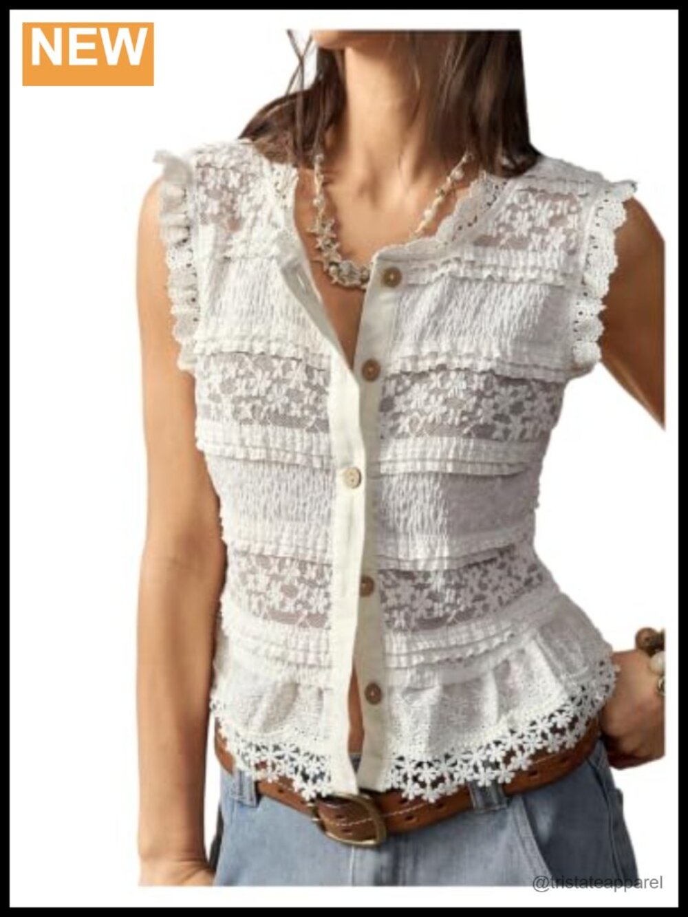 Women's Boho Floral Lace Button-Down Blouse Cap Sleeve Slim Fit Blouse
